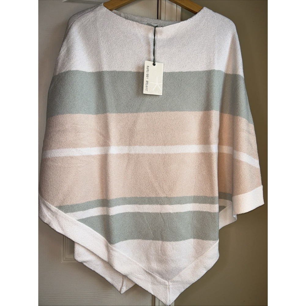 Barefoot Dreams CozyChic Ultra Lite Ocean Breeze Poncho Pink One Size Beach Soft
